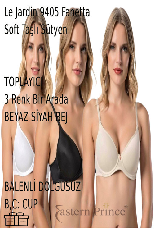 Sütyen Fanetta Soft Cup Taşlı Büyük Beden Dolgusuz Balenli Toplayıcı 9405