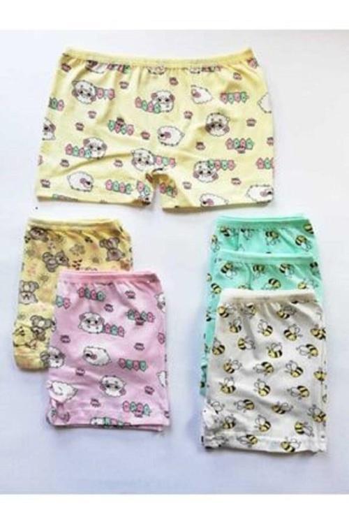 Kota 6'Lı Paket Çok Renkli Desenli Kız Çocuk Boxer (Kilot,Külot) 3400
