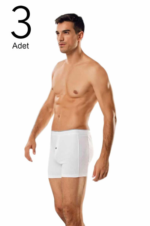 3'Lü Paket Düğmeli Erkek Boxer