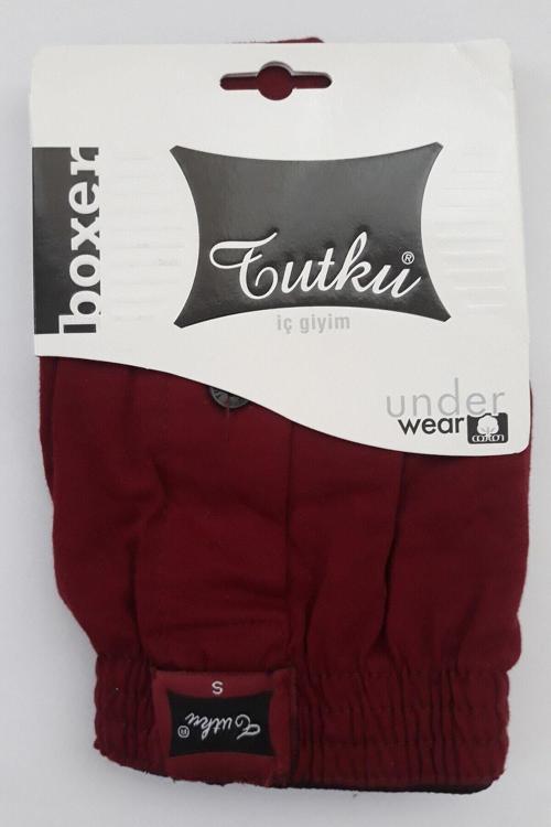 Erkek Bordo Penye Düğmeli Boxer