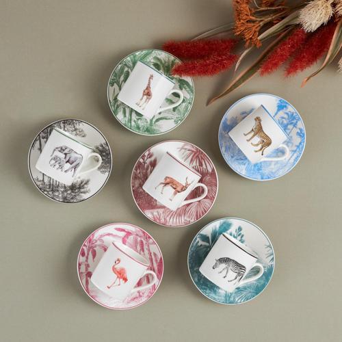 Jungle 6 Kişilik Kahve Fincanı Takımı 80 ml