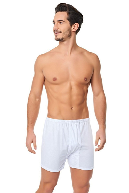 Beyaz Renk Penye Paçalı Boxer