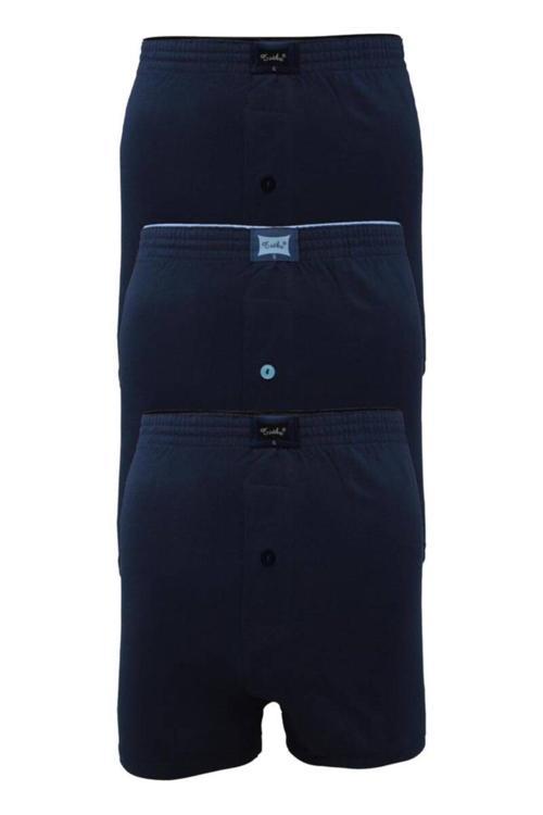 Penye Düz Boxer 117 3'Lü Paket | Lacivert Lacivert Xxl