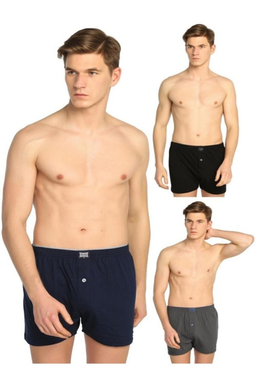 12 Adet Karışık Paket Düğmeli Penye Boxer