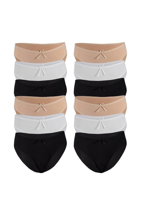 Kadın 12'Li Paket Bambu Bikini Külot