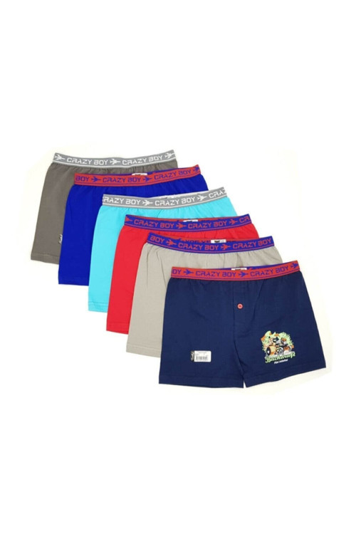 12 Adet Çok Renkli Likralı Çocuk Boxer