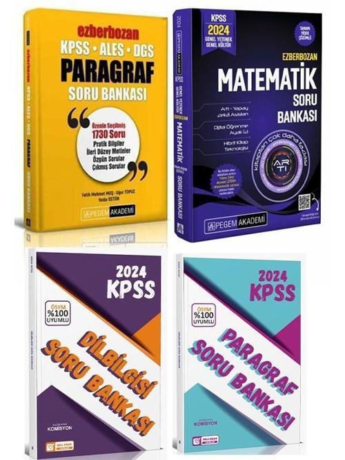Pegem Akademi Yayıncılık 2024 KPSS Ezberbozan Paragraf ve Matematik Soru ile Anla Kazan KPSS Soru 4 lü Set