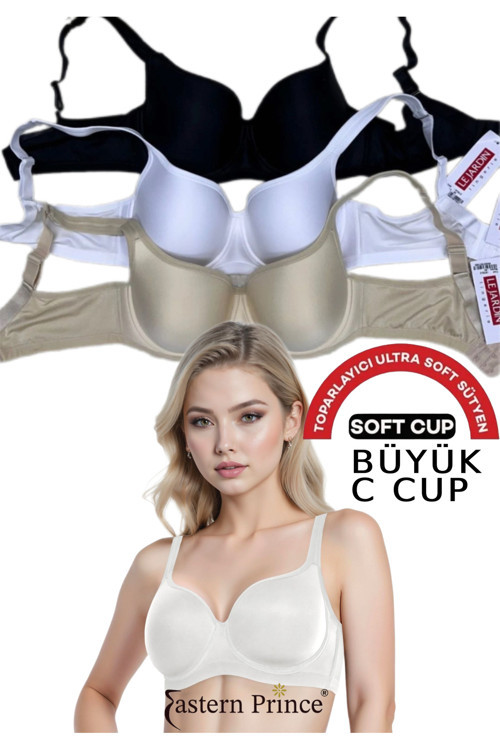 9720 C Cup Ultra Soft Sütyen Toparlayıcı Balenli Desteksiz Basic 3 Set Renkli