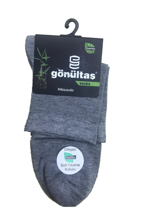 3 Çift Gri Renk Yarım Konç Bambu Çorap