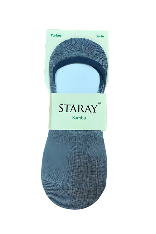 12 Çift Gri Renk Dikişsiz Slikonlu Bambu Babet Çorap