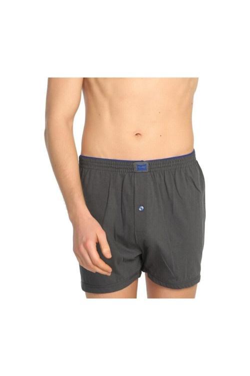 Erkek Penye Düğmeli Füme Boxer 1'Li Paket