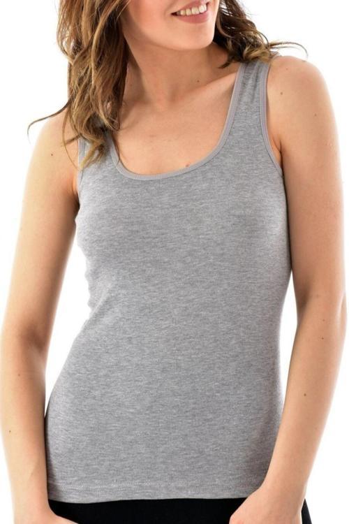 Kadın Gri Paket Pamuklu Ribana Geniş Askılı Atlet 3'Lü