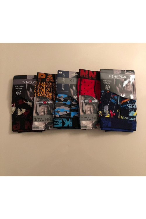 008, 5'Li Paket Likralı Boxer Short (%95 Pamuklu %5 Elastan)