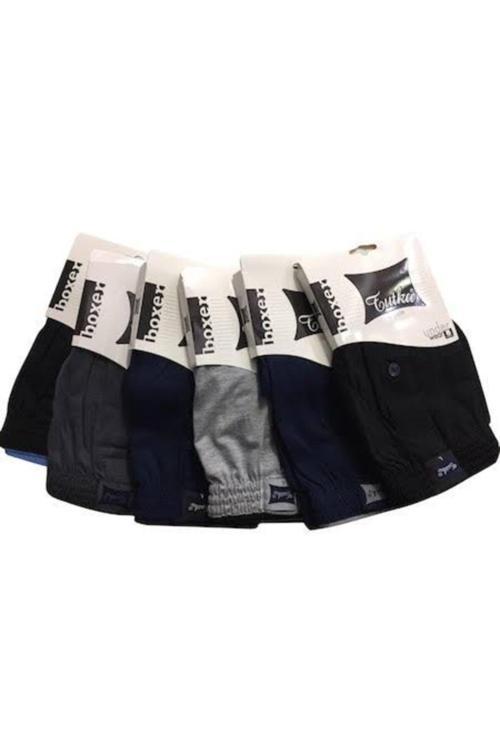 Erkek Karışık Renk 6'Lı Paket Penye Düğmeli Boxer Terkarışık0117