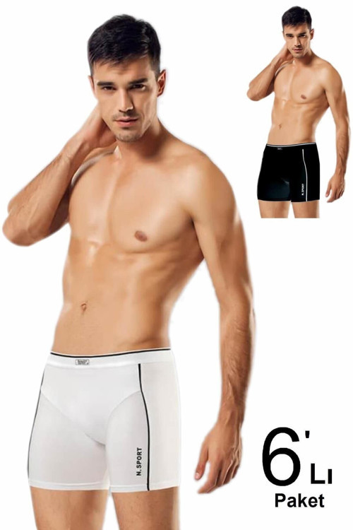6'Lı Paket Modal Erkek Boxer Siyah Beyaz