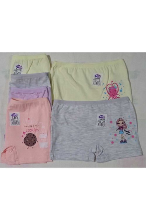 Kota Kız Çocuk Baskılı Boxer (Kilot,Külot) 3409 6Lı