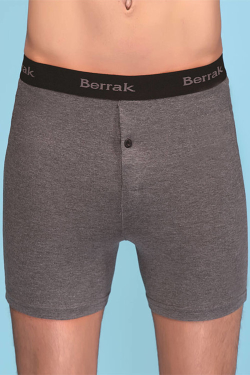 Erkek Füme Erkek Likralı Düğmeli Boxer Elf568Ber1059