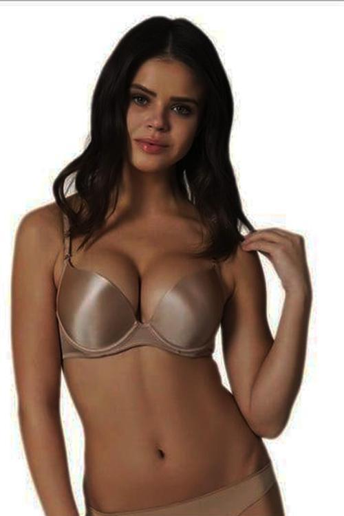 Kadın Ekru Full Push-Up 2 Beden Büyüten Sütyen Reina