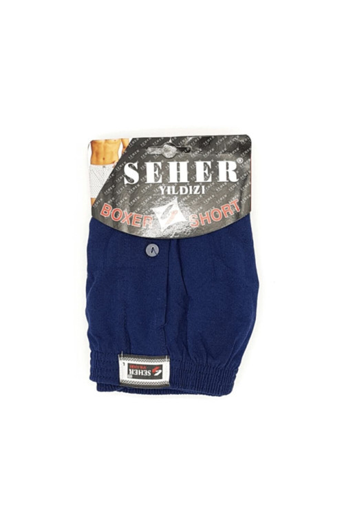 Lacivert Düz Düğmeli Erkek Boxer