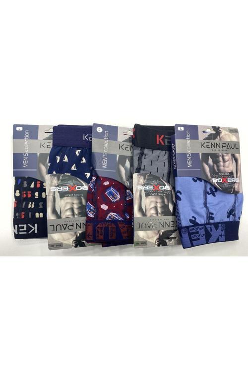 ***008, 5'Li Paket Erkek Desenli Likralı Kaliteli Mix Paket Boxer Short.