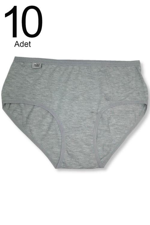 Kadın Gri 10'Lu Paket Likralı Bato Külot Elf568T0924Ccm10