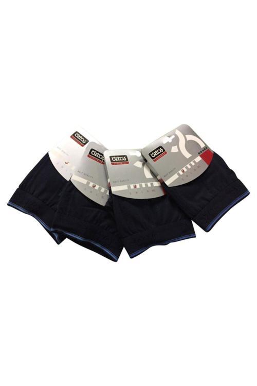 4'Lü Lacivert Pamuklu Likralı Erkek Boxer Şort Ekonomik Sağlıklı Kaliteli Rahat