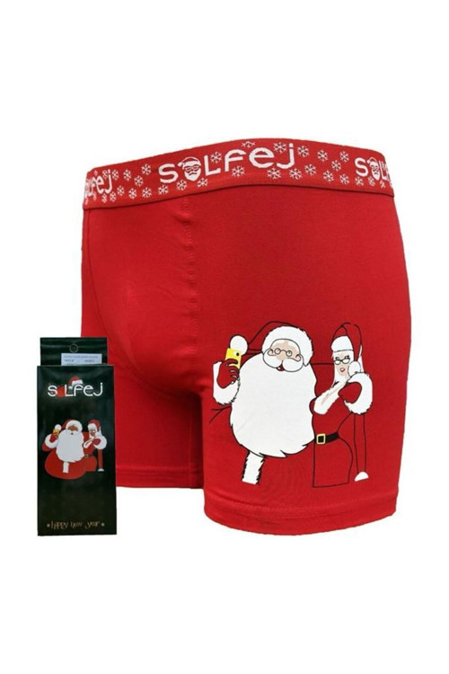 Solfej Yılbaşı Temalı Kırmızı Renk Boxer