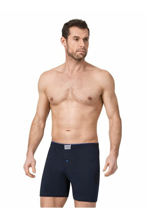 1 Adet Lacivert Renk Düğmeli Penye Boxer
