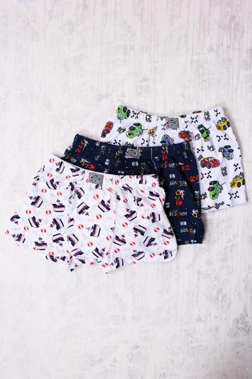 Gümüş 3'Lü Erkek Çocuk Karışık Desenli Boxer