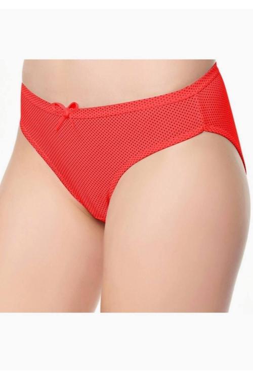 Küçük Puantiyeli Kırmızı Kadın Slip Külot Yeni Sezon (6 Adet Ekonomik Paket)
