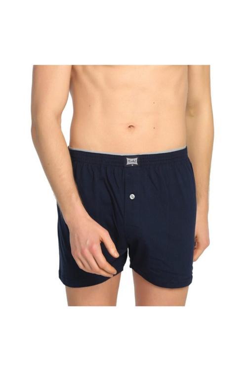 Erkek Lacivert Penye Düğmeli Boxer Paket 1'Li
