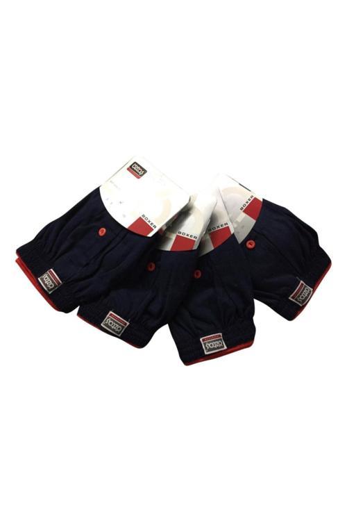 4'Lü Lacivert %100 Pamuklu Rahat Klasik Kesim Erkek Boxer Şort