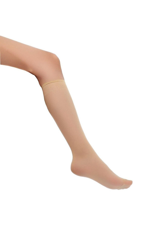 12 Adet Sahra Renk Parlak Dizaltı Çorap