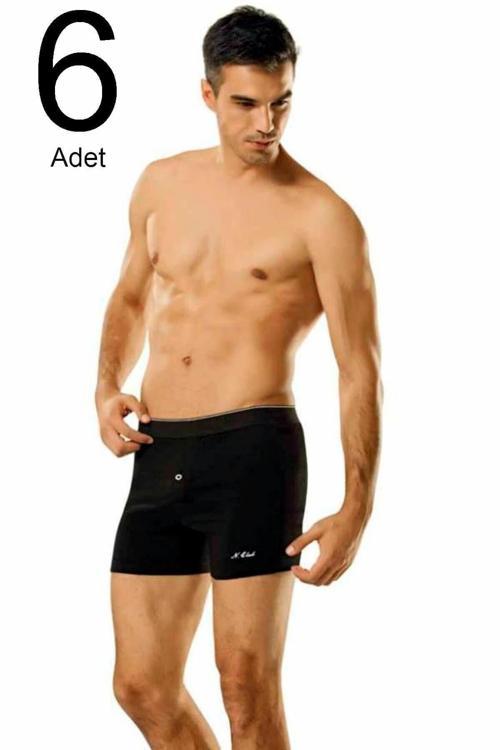 6'Lı Paket Düğmeli Erkek Boxer
