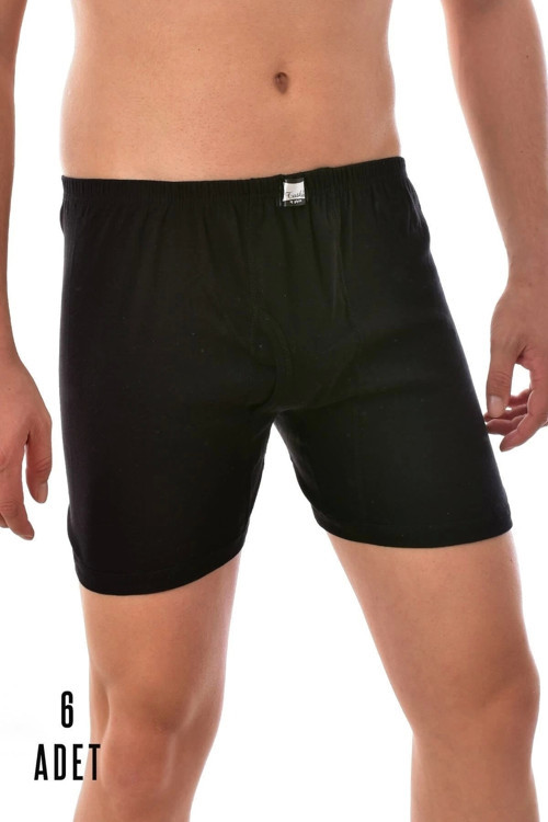 Erkek Siyah 6 Adet Paçalı Boxer 0111