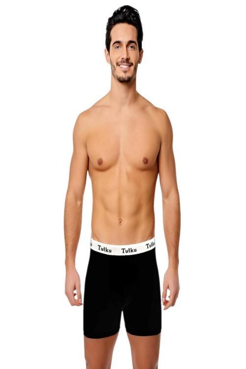 Erkek Siyah  Elastan Spor Boxer