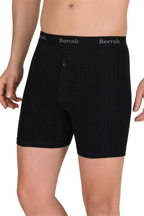 Erkek 10 Adet Siyah Renk Düğmeli Likralı Boxer