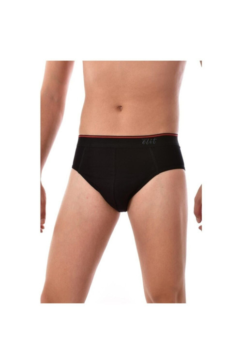 Erkek Siyah 3'Lü Paket Likralı Pamuk Kemerli Slip Elit01
