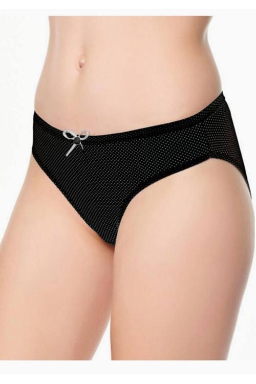Küçük Puantiyeli Siyah Kadın Slip Külot Yeni Sezon (6 Adet Ekonomik Paket)