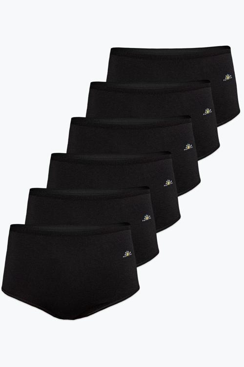 Kadın 6 Lı Paket Siyah Modal Yüksek Bel Slip Külot 6Gg1851