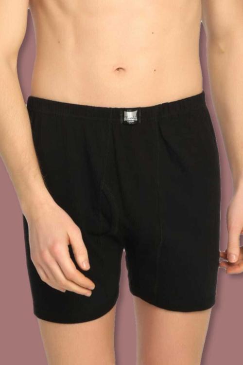 Erkek Siyah 6'Lı Paket Pamuklu Ribana Spor Boxer