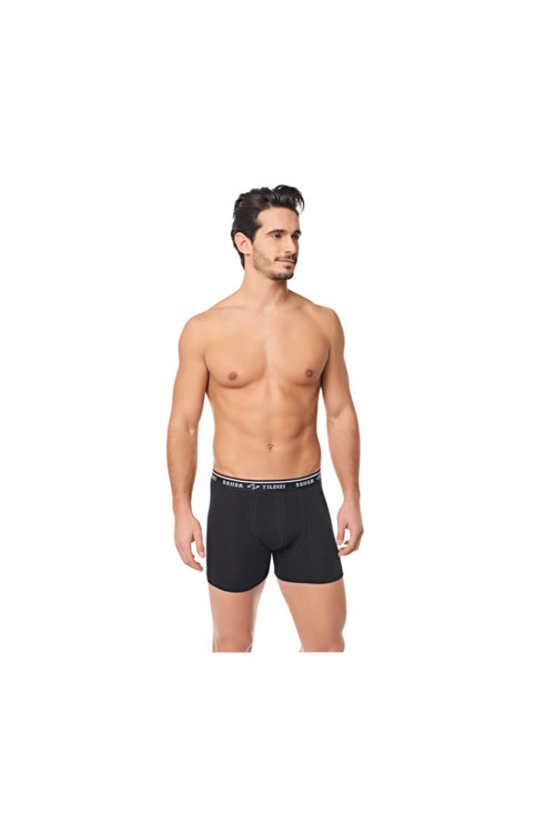 6 Adet Siyah Renk Elastan Boxer