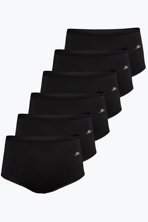 Kadın 6 Lı Paket Siyah Modal Yüksek Bel Slip Külot 6Gg1851