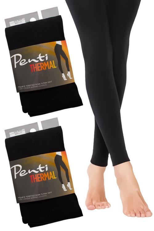 Termal 2'Li Kadın Siyah Içi Polar Esnek Tayt