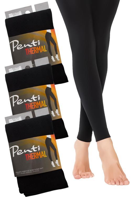 Termal 3'Lü Kadın Siyah Içi Polar Esnek Tayt