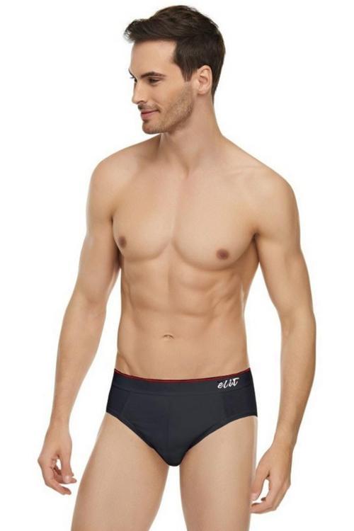 Erkek Siyah Likralı Pamuklu Kemerli Spor Slip Külot 3'Lü Paket Elt13513