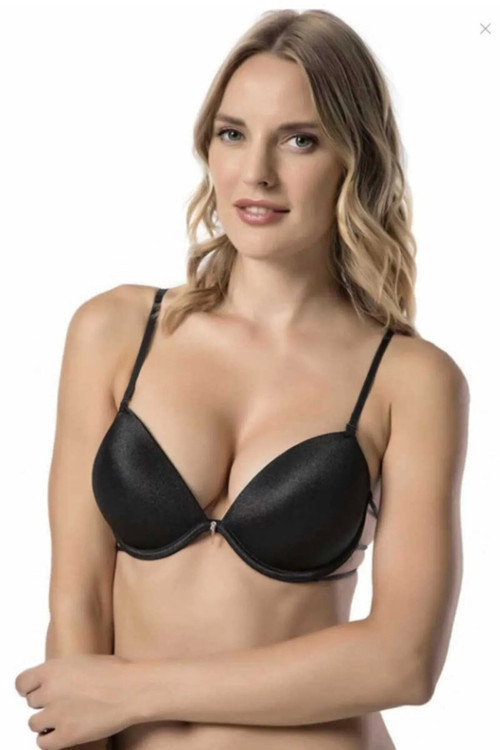 7007 Destekli Dolgulu Biyeli Arkası Dekolteli Sütyen Siyah