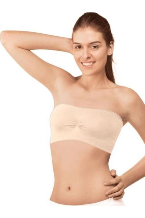 Kadın Ten Rengi Dikişsiz Straplez Model Sünger Destekli Büstiyer 776
