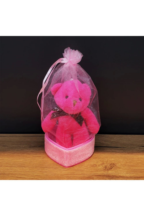 Hediyelik Pembe Tül Kese Ve Ayıcık - Lisinya