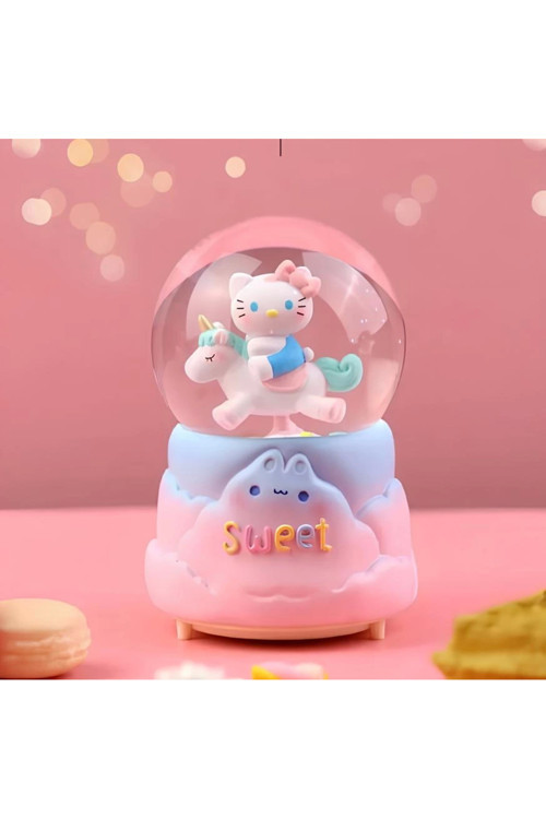 Hello Kitty İçi Dönmeli Püskürtmeli Işıklı Müzikli Kar Küresi Büyük Boy Alk3036 - Lisinya